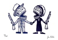 Calaveras de Bonnie & Clyde por José Pulido