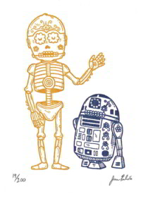 Calaveras de C3PO y R2D2 por José Pulido