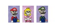 Calaveras de Mario Bros, Princesa Peach y Luigi por José Pulido