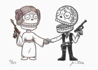 Calaveras de la princesa Leia y Han Solo por José Pulido