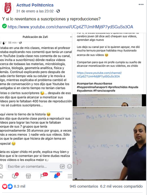 peticion para ver canal de youtube de maestro del poli compartido