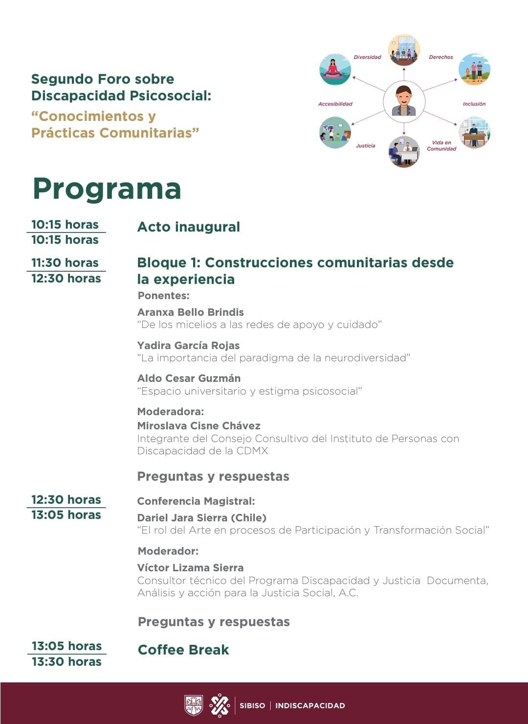 Programa del segundo foro sobre discapacidad psicosocial. El enlace a este programa está en la nota.