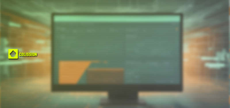 Pantalla de computadora mostrando una actualizacion de sistema. Imagen desenfocada. Logo de colission tech a la izquierda a la altura del centro